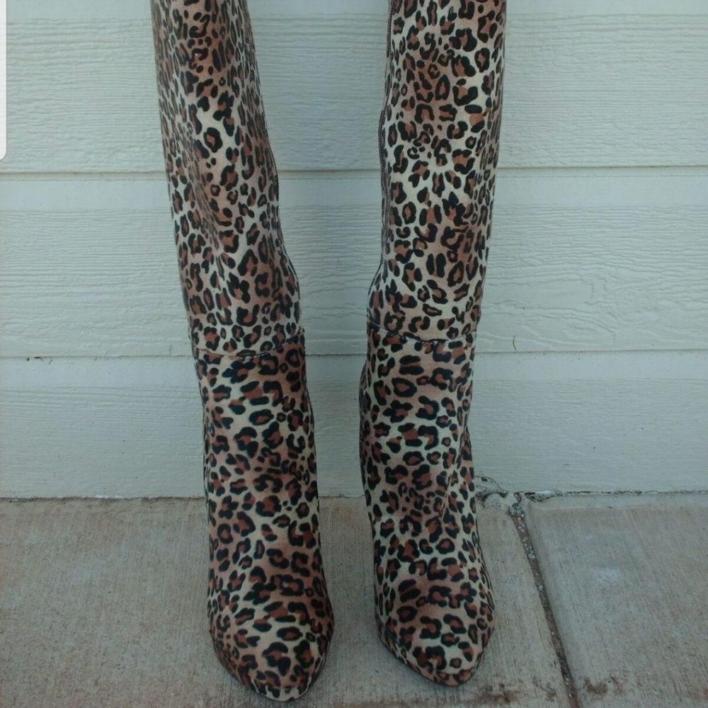 Knee High Cheetah Boots Size 10